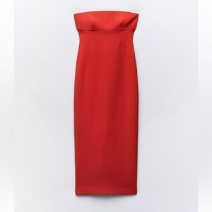 Zara Vibrant Red Strapless Dress